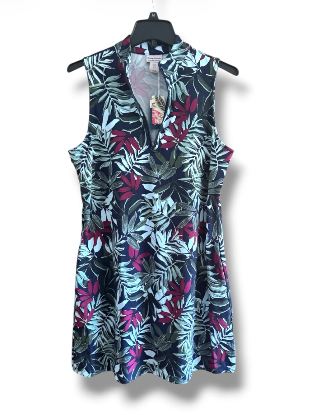 Tommy Bahama Womens Quarter Zip-Front Patterned Activewear Dress